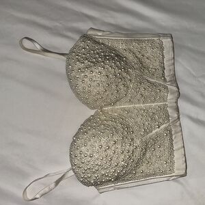 Elegant Pearl Embellished Bustier